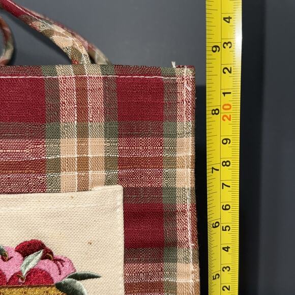 Longaberger Homestead Plaid Apple Basket Small Tote lunch Bag with front pocket - Picture 3 of 11